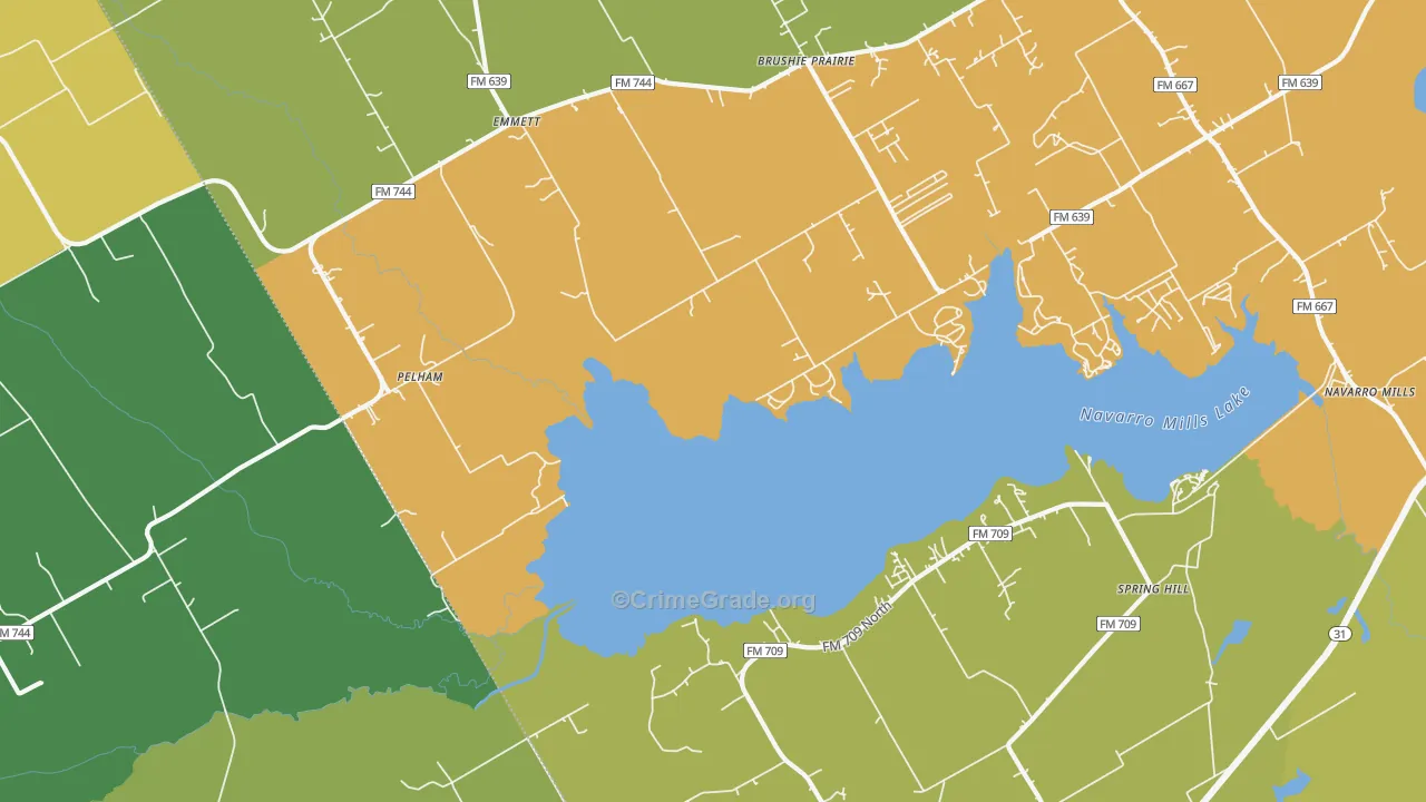 Pelham, TX Map of Vandalism Rates