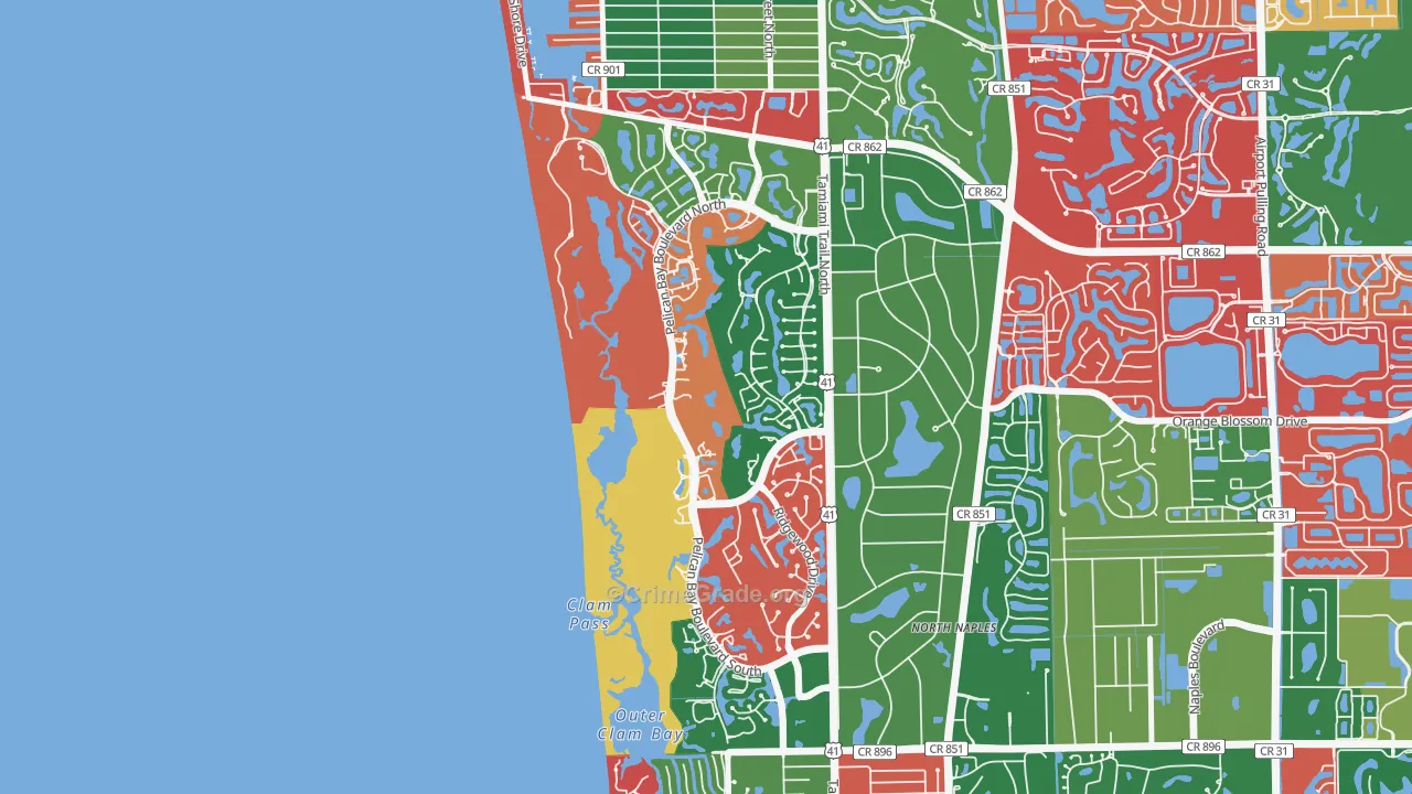 Pelican Bay, Naples, FL Map of Vandalism Rates