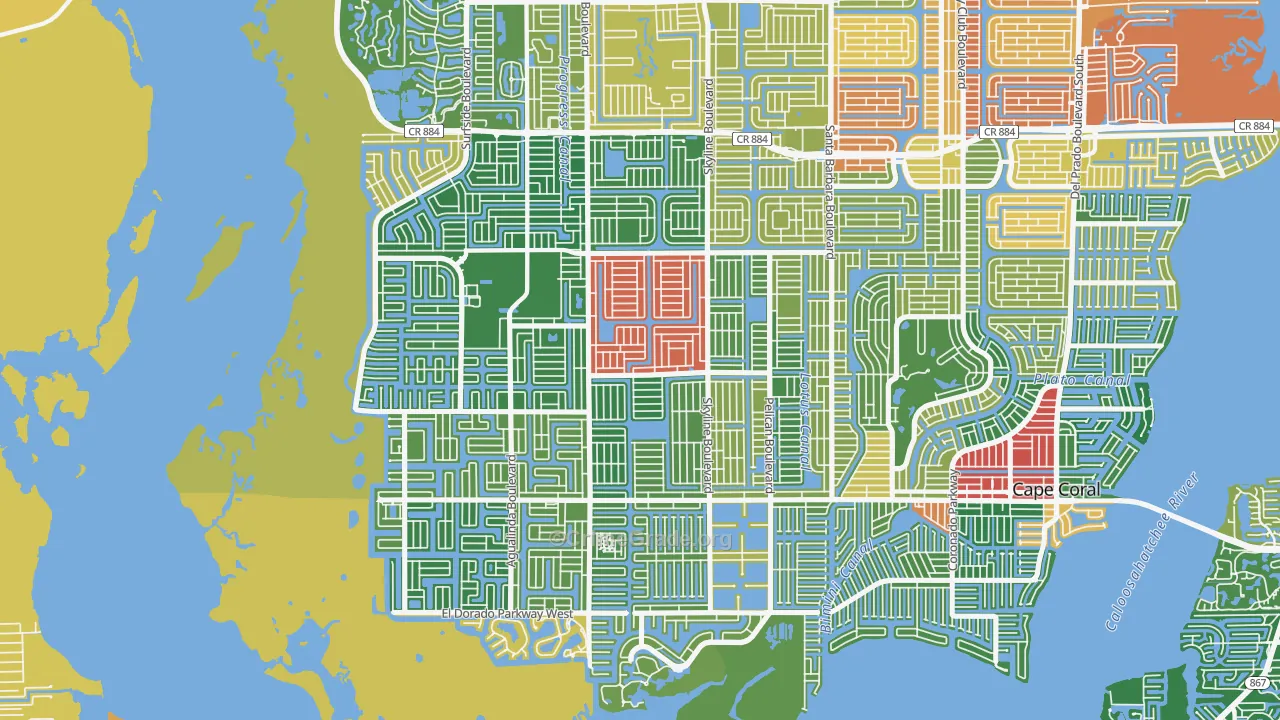 Pelican, Cape Coral, FL Map of Vandalism Rates