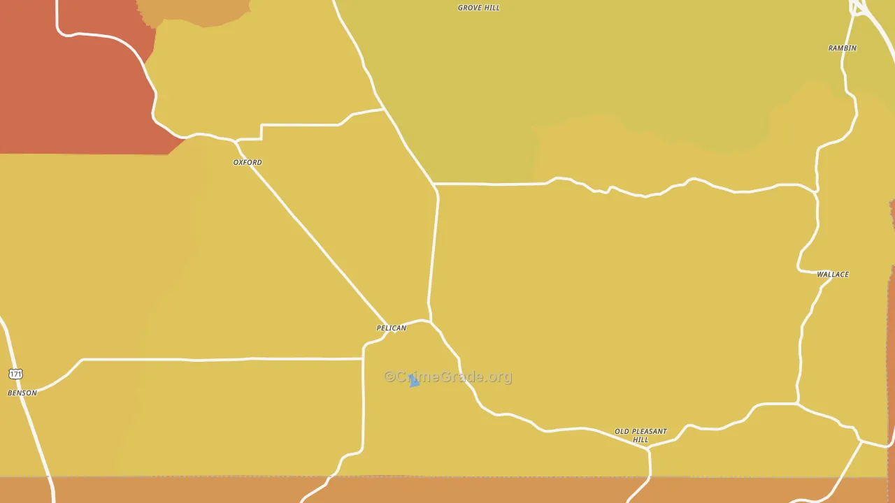 Pelican, LA Map of Vandalism Rates