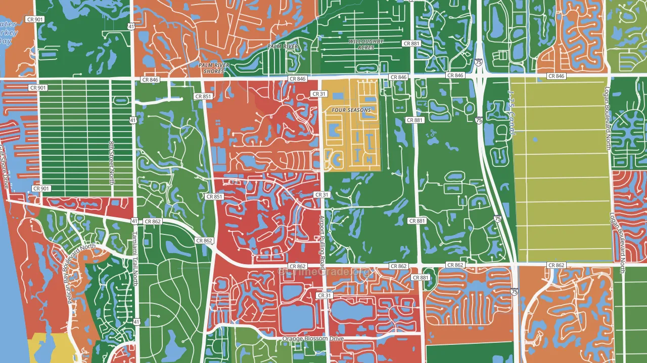 Pelican Marsh, Naples, FL Map of Vandalism Rates