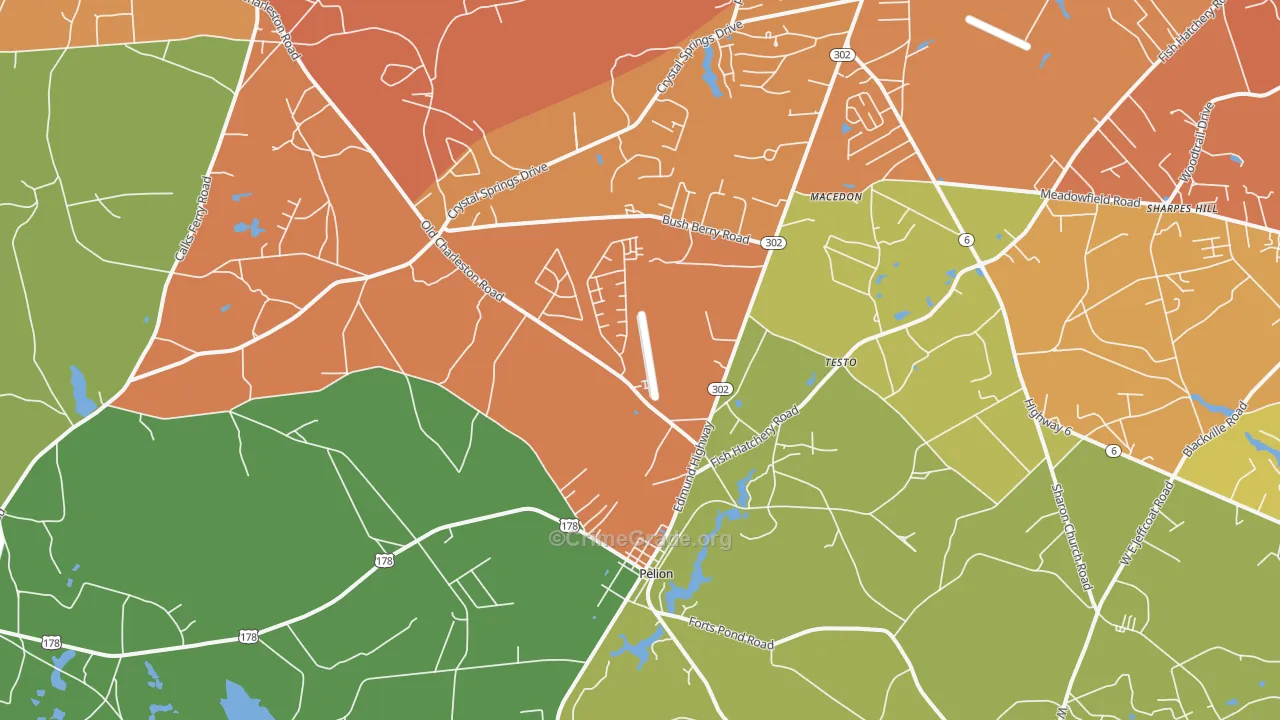 Pelion, SC Map of Vandalism Rates
