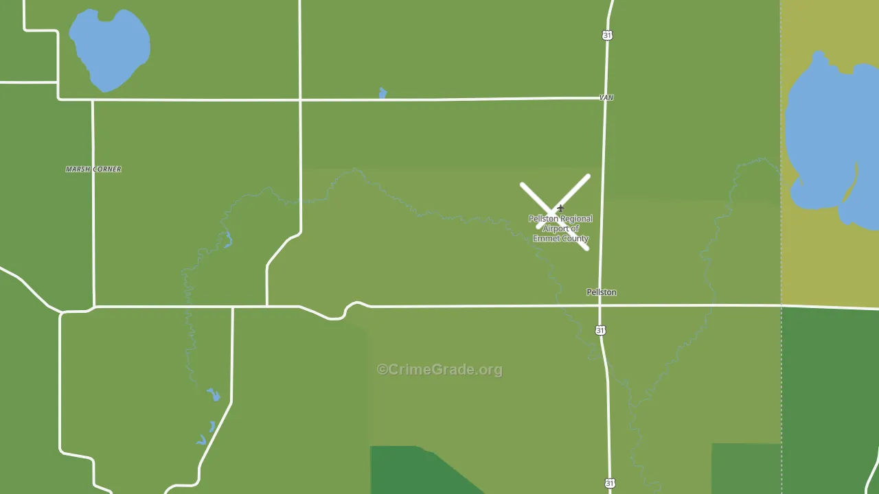 Pellston, MI Map of Vandalism Rates