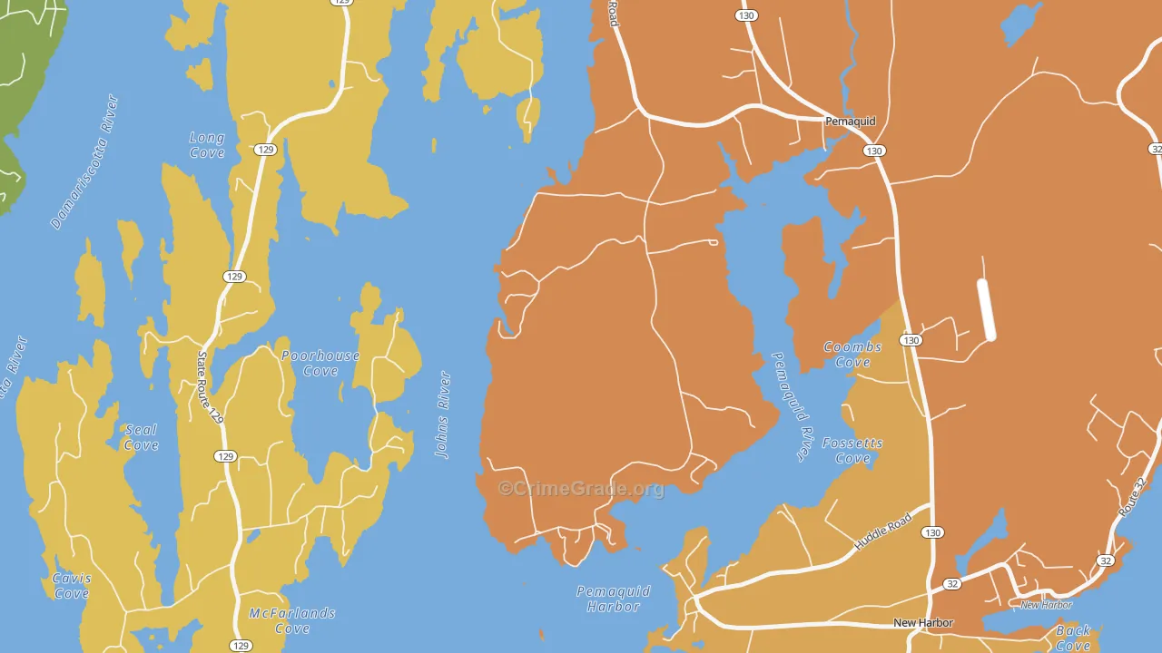 Pemaquid Harbor, ME Map of Vandalism Rates