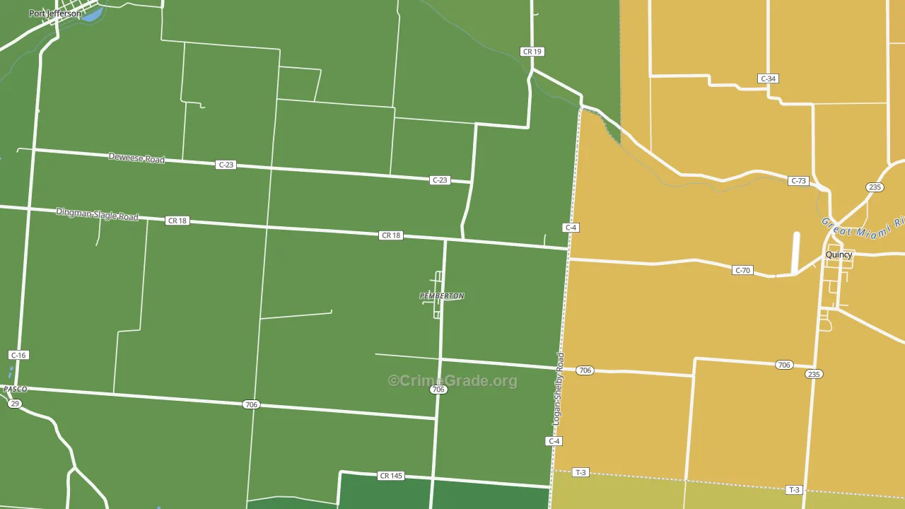 Pemberton, OH Map of Vandalism Rates
