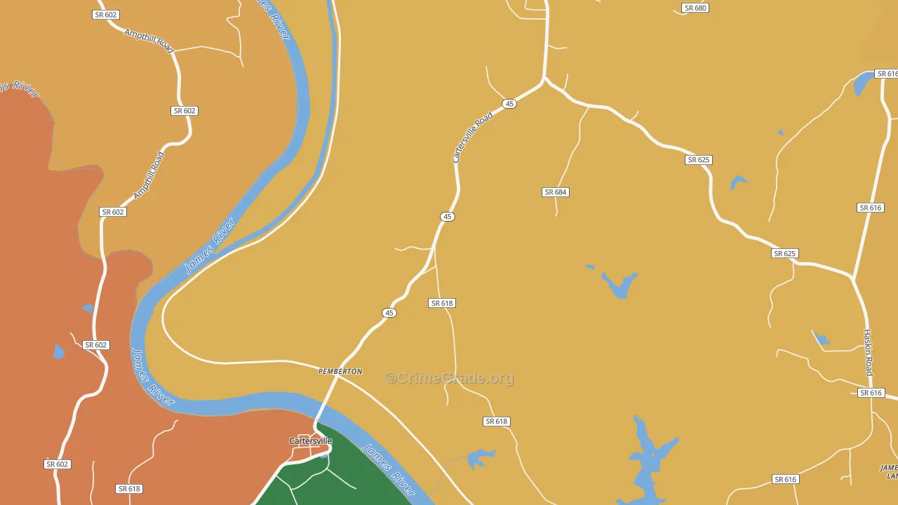 Pemberton, VA Map of Vandalism Rates