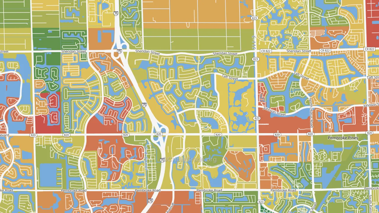 Pembroke Falls, Pembroke Pines, FL Map of Vandalism Rates