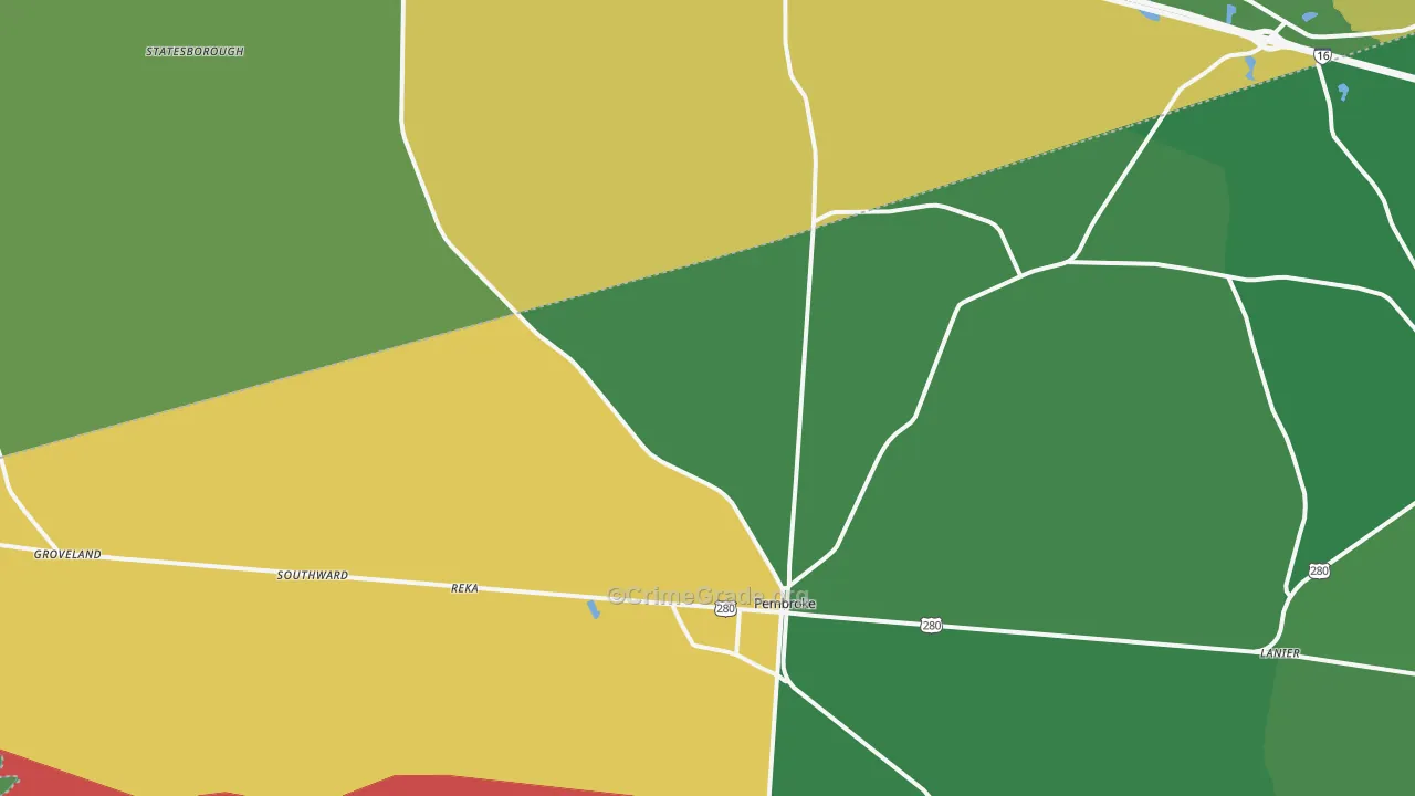 Pembroke, GA Map of Vandalism Rates