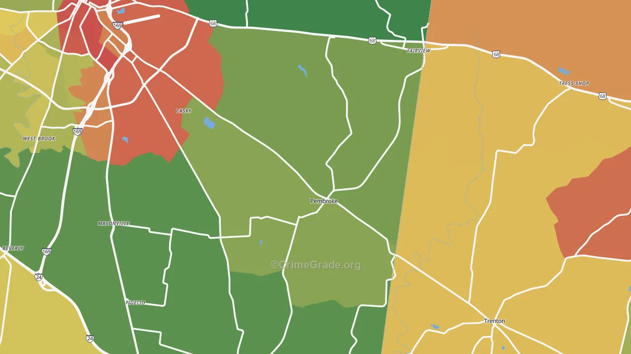 Pembroke, KY Map of Vandalism Rates