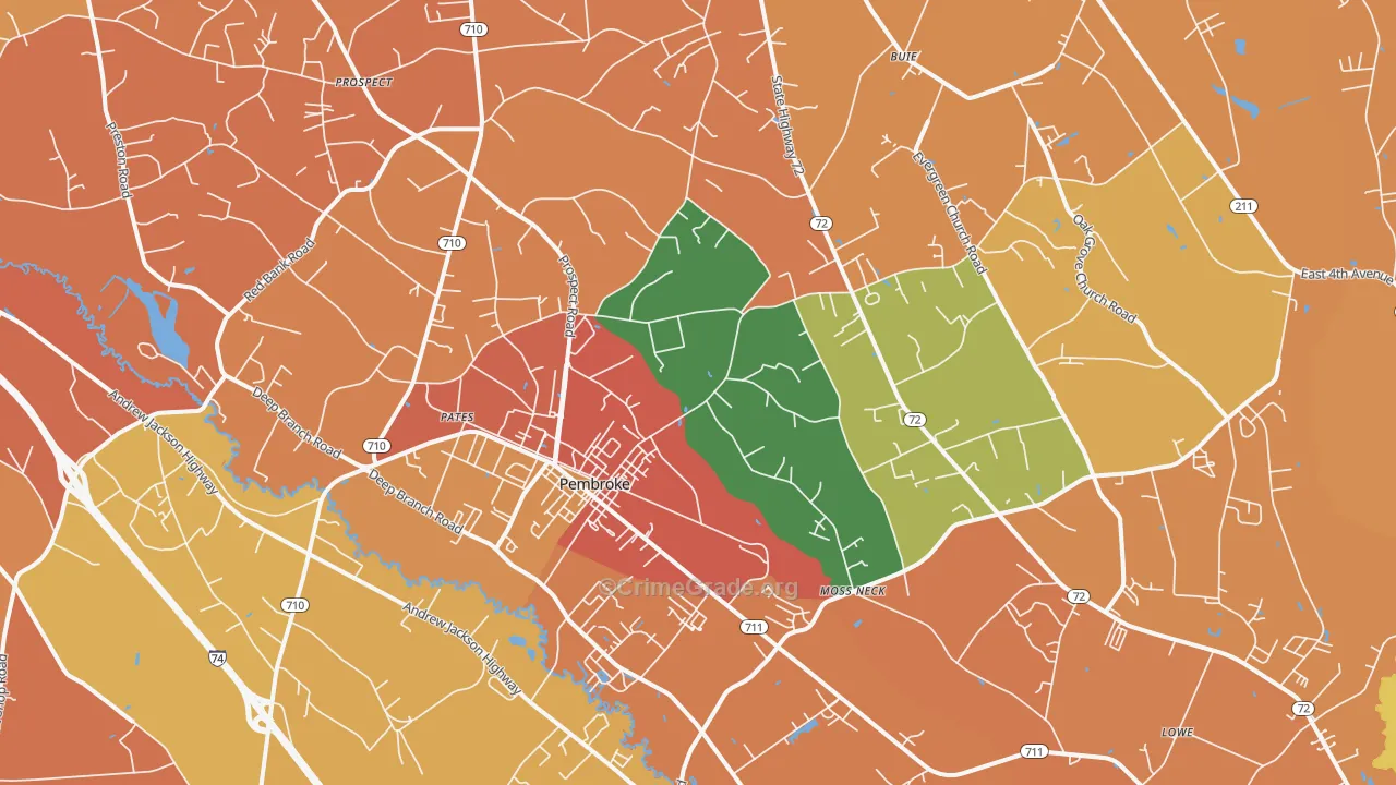 Pembroke, NC Map of Vandalism Rates