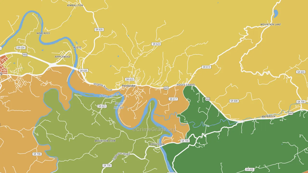 Pembroke, VA Map of Vandalism Rates