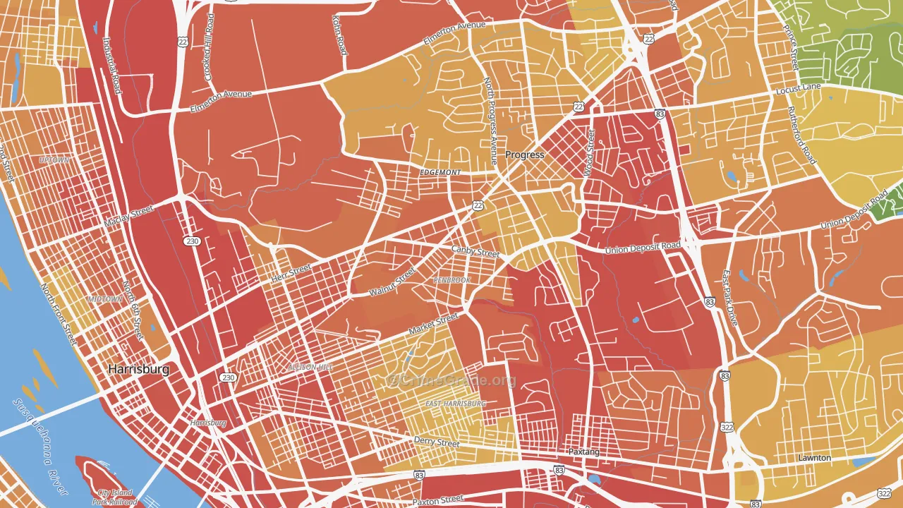 Penbrook, PA Map of Vandalism Rates