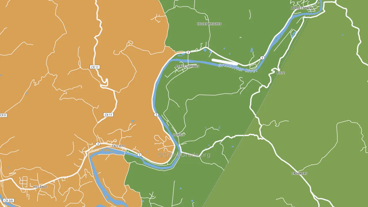 Pence Springs, WV Map of Vandalism Rates
