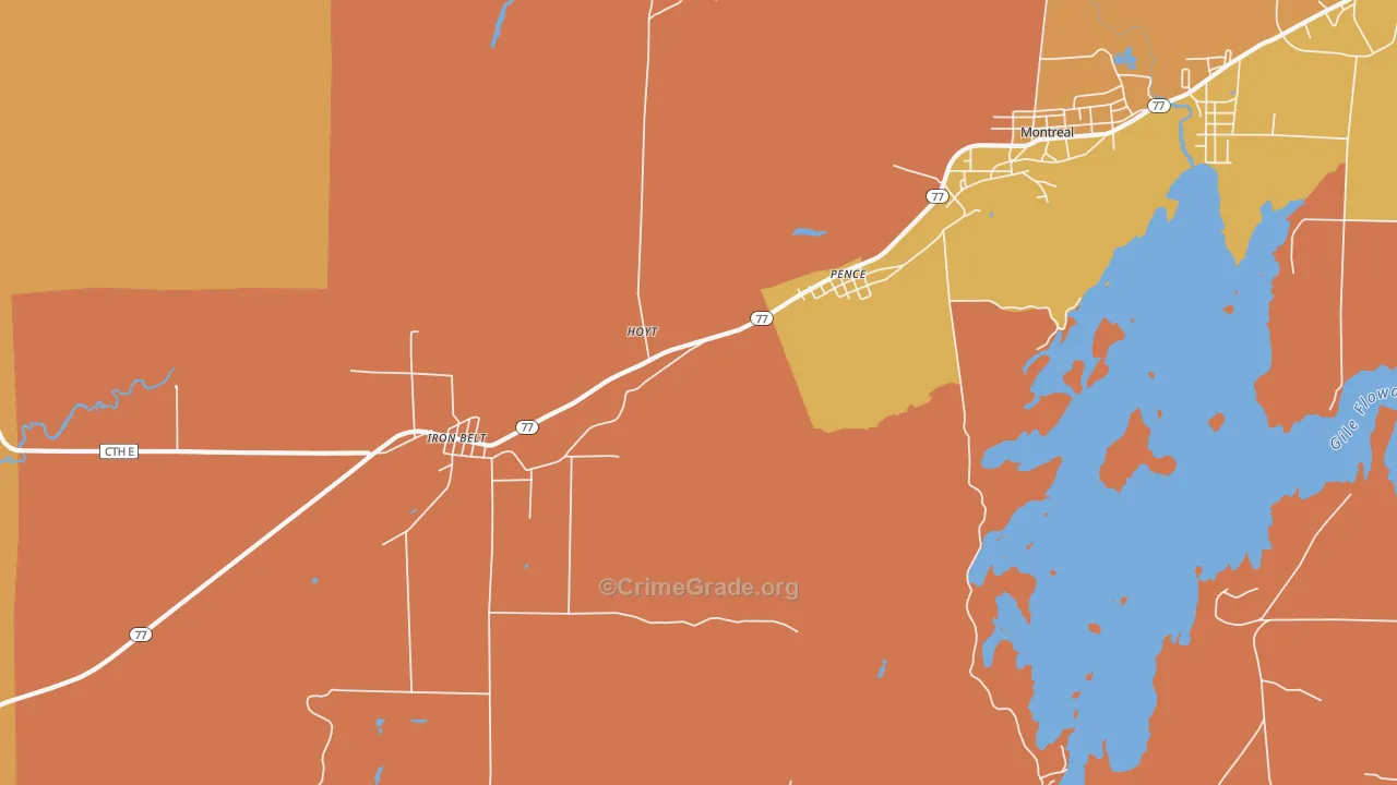 Pence, WI Map of Vandalism Rates