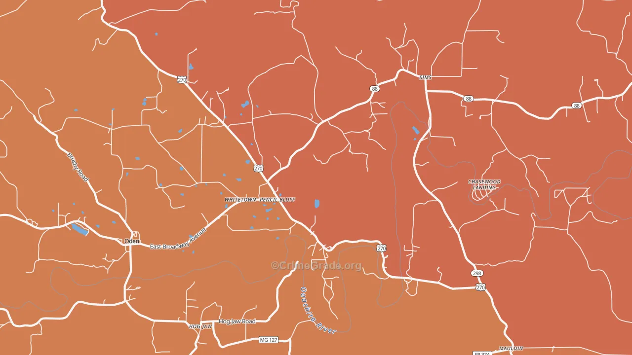 Pencil Bluff, AR Map of Vandalism Rates