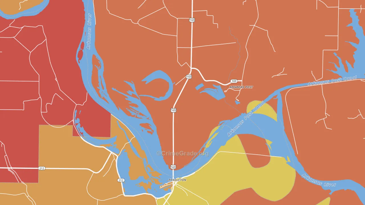 Pendleton, AR Map of Vandalism Rates