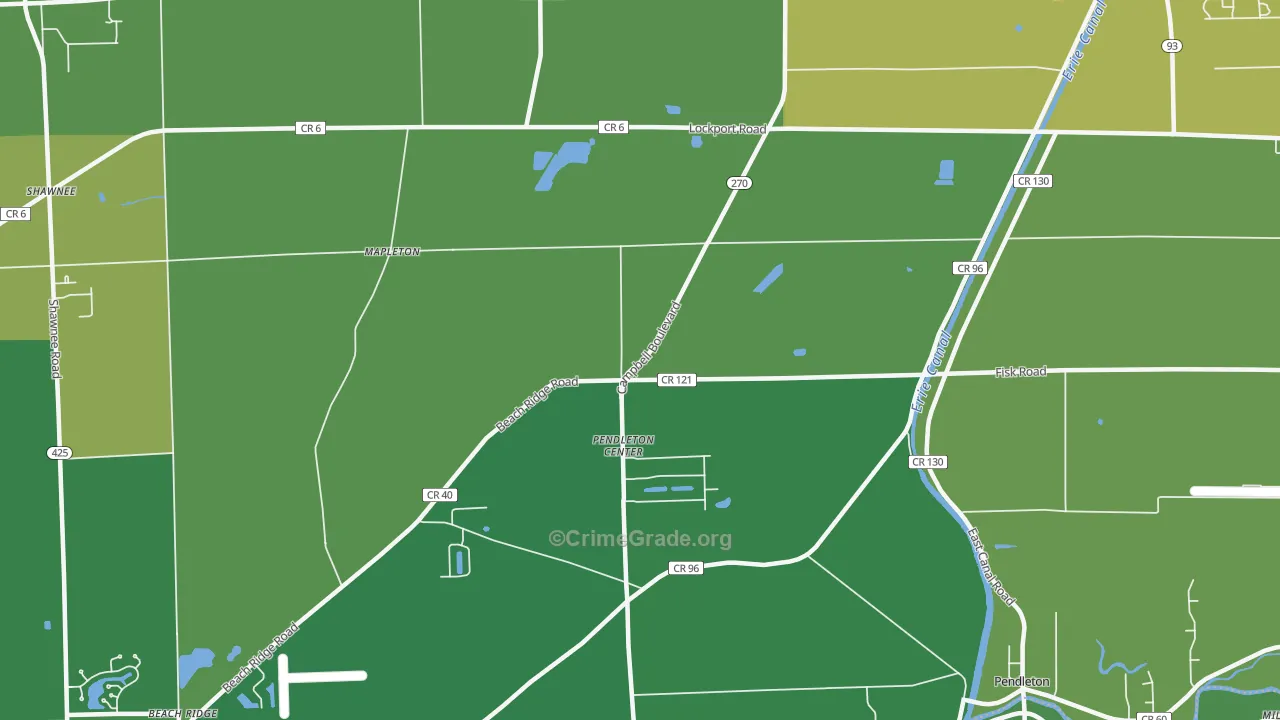 Pendleton Center, NY Map of Vandalism Rates