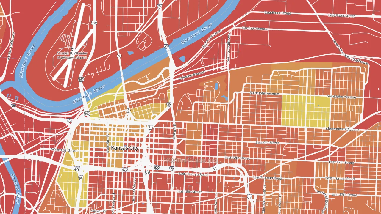 Pendleton Heights, Kansas City, MO Map of Vandalism Rates