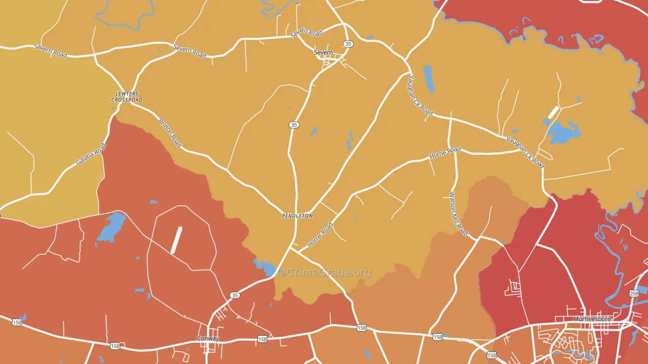 Pendleton, NC Map of Vandalism Rates