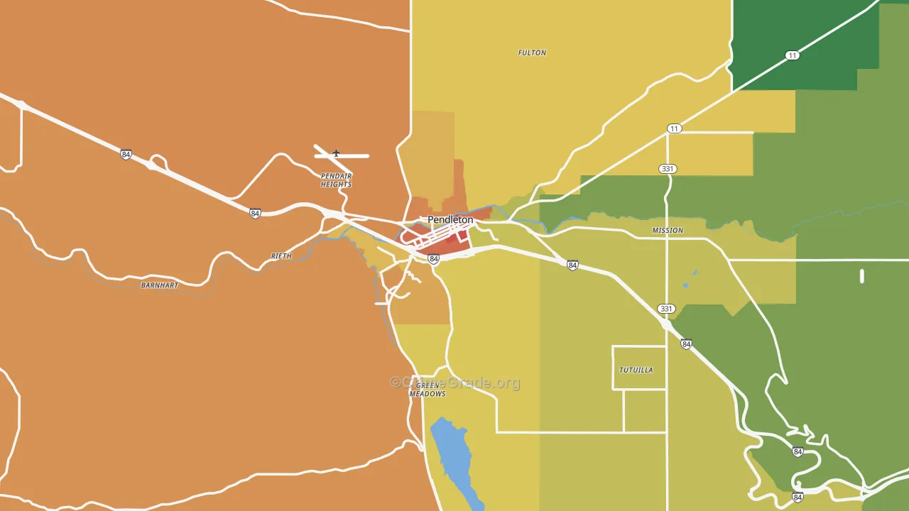 Pendleton, OR Map of Vandalism Rates