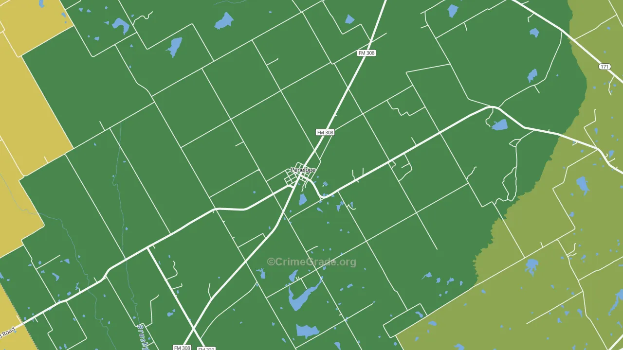 Penelope, TX Map of Vandalism Rates