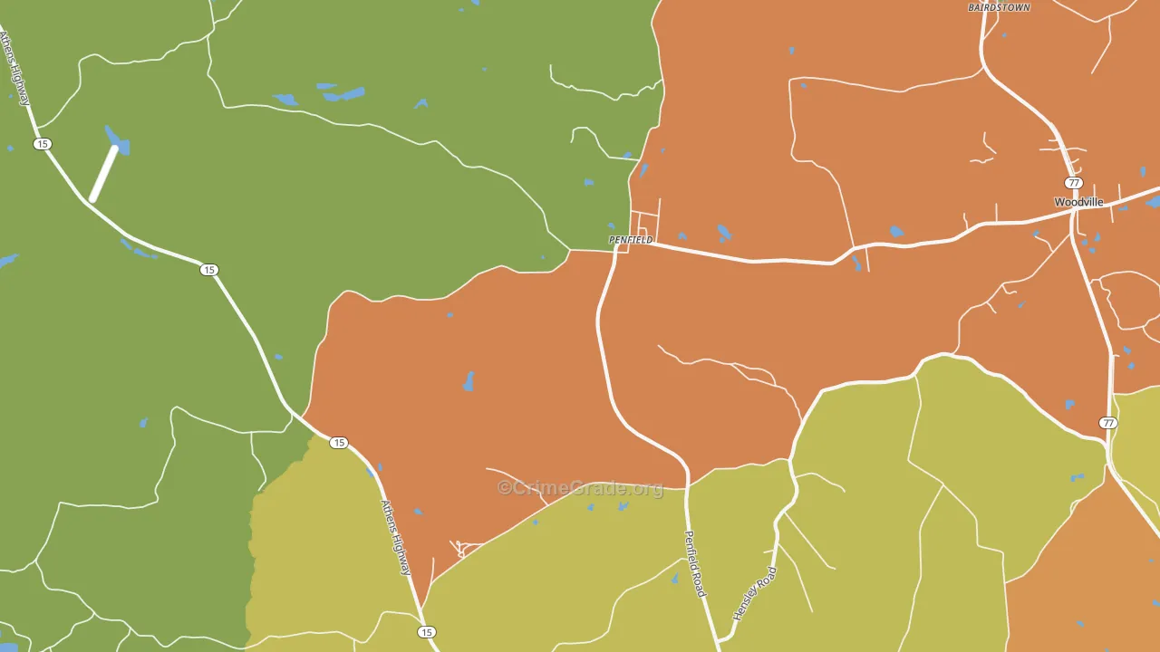 Penfield, GA Map of Vandalism Rates
