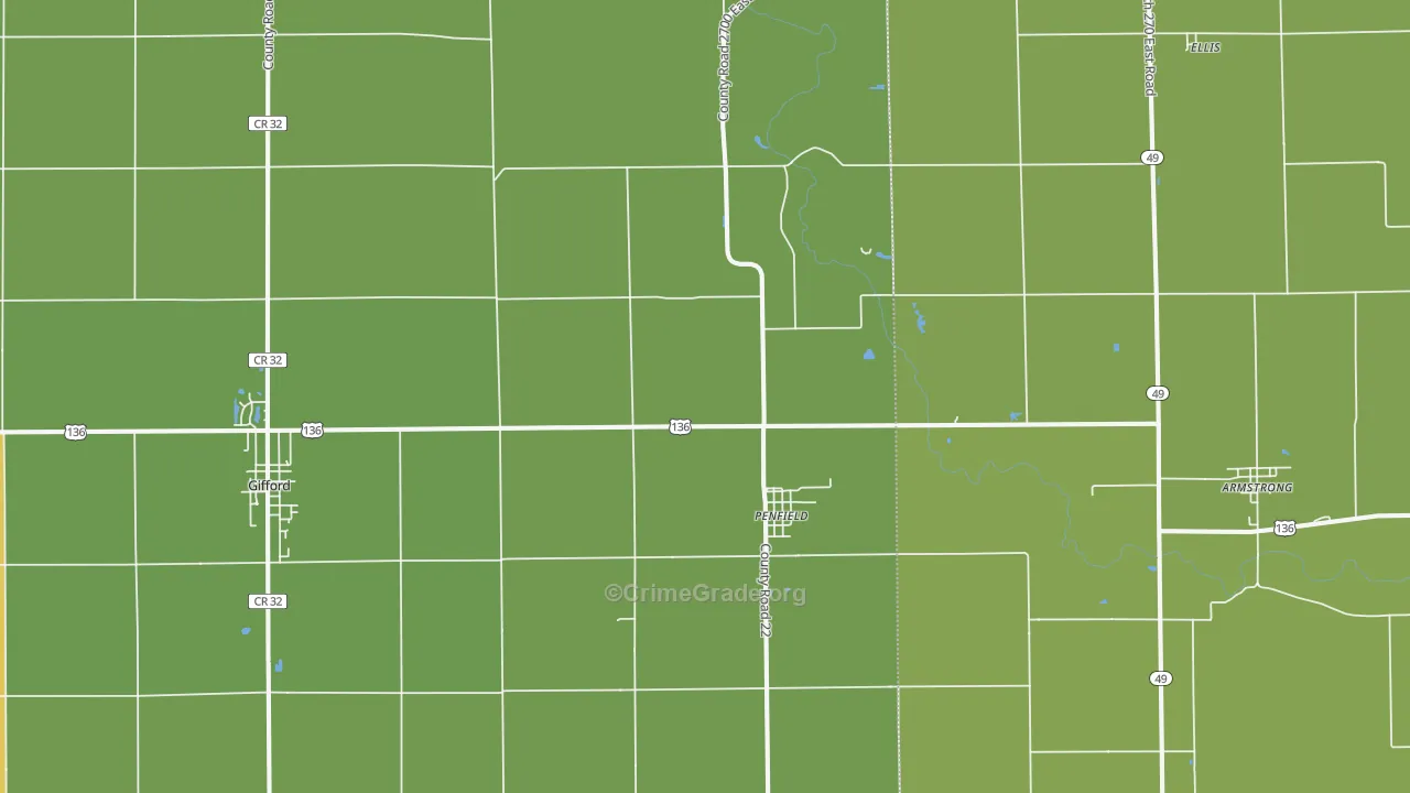 Penfield, IL Map of Vandalism Rates