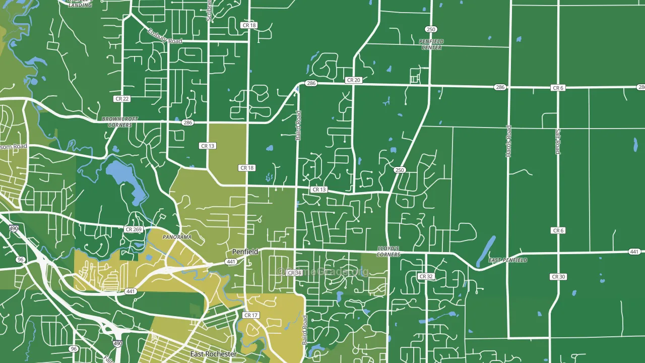 Penfield, NY Map of Vandalism Rates