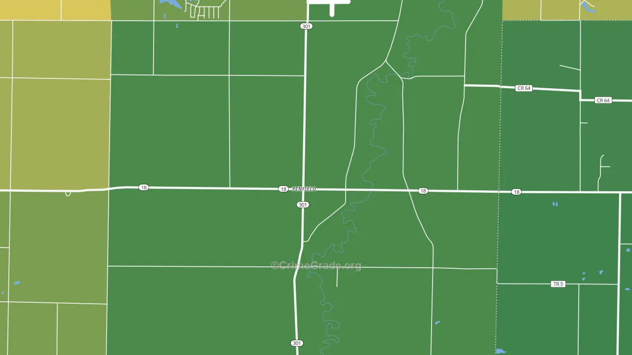 Penfield, OH Map of Vandalism Rates