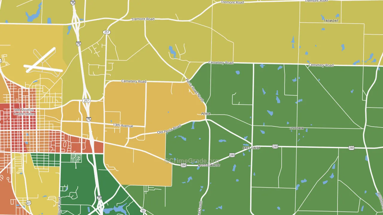 Penia, GA Map of Vandalism Rates