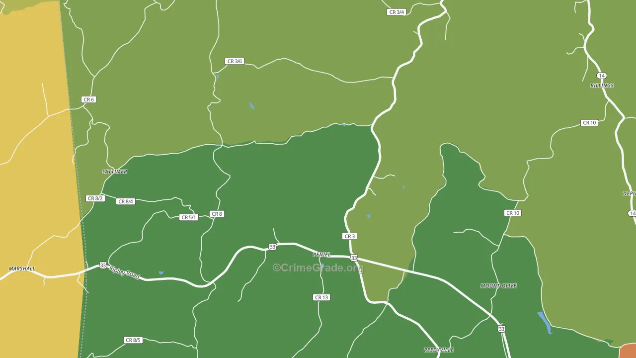 Peniel, WV Map of Vandalism Rates
