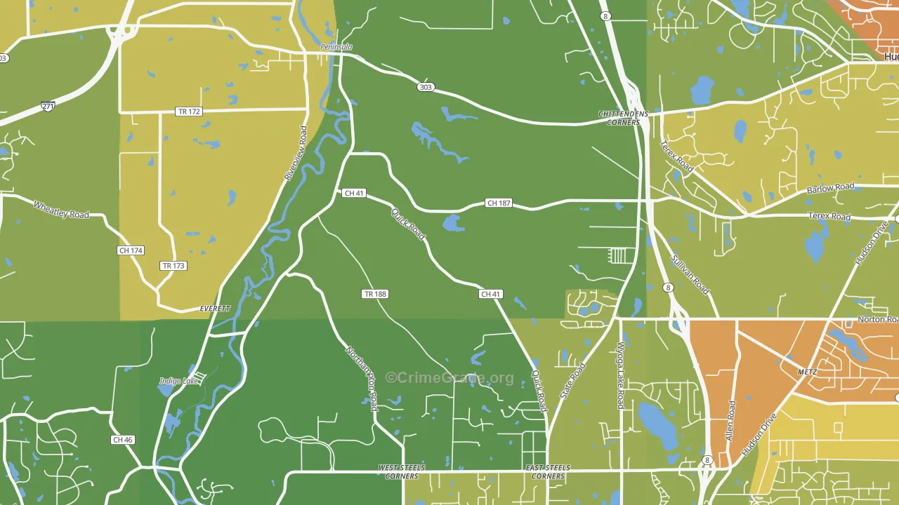 Peninsula, OH Map of Vandalism Rates