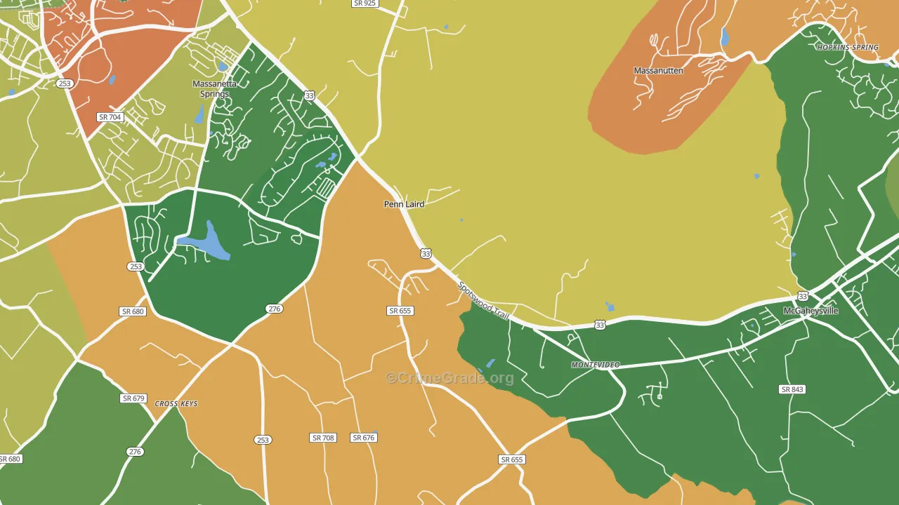 Penn Laird, VA Map of Vandalism Rates