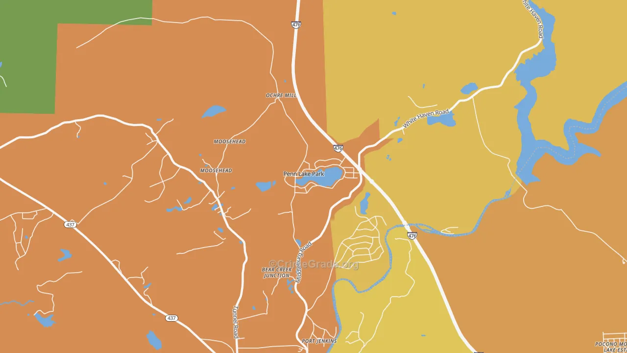 Penn Lake Park, PA Map of Vandalism Rates