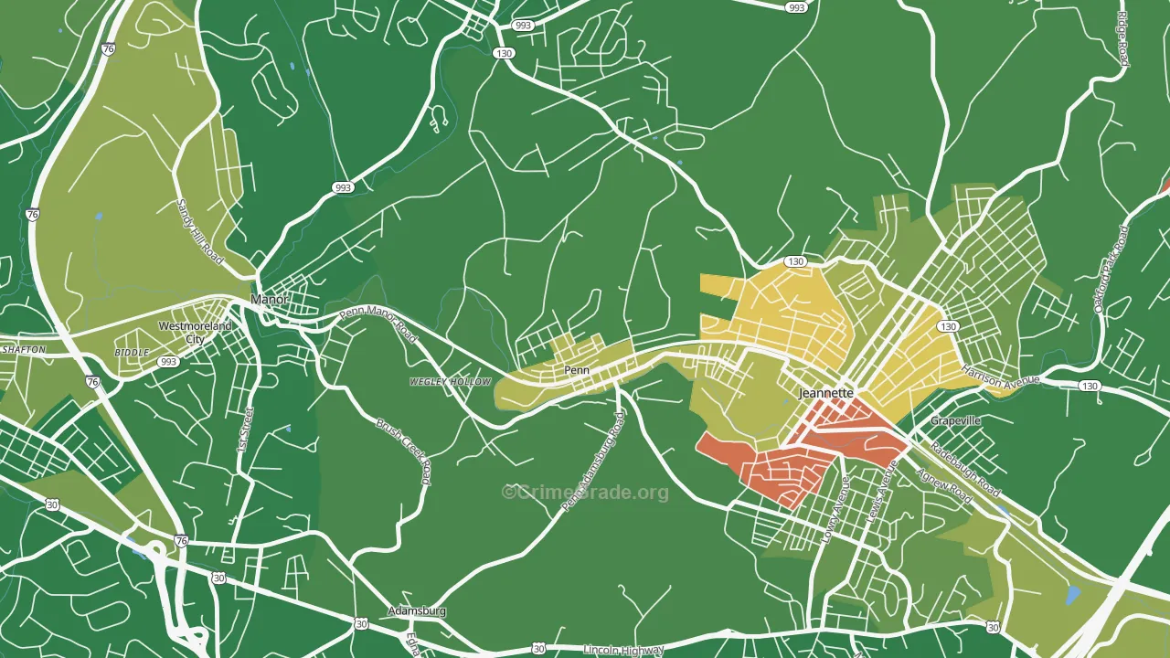 Penn, PA Map of Vandalism Rates