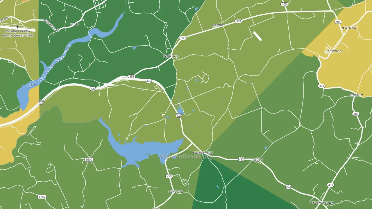 Penn Run, PA Map of Vandalism Rates