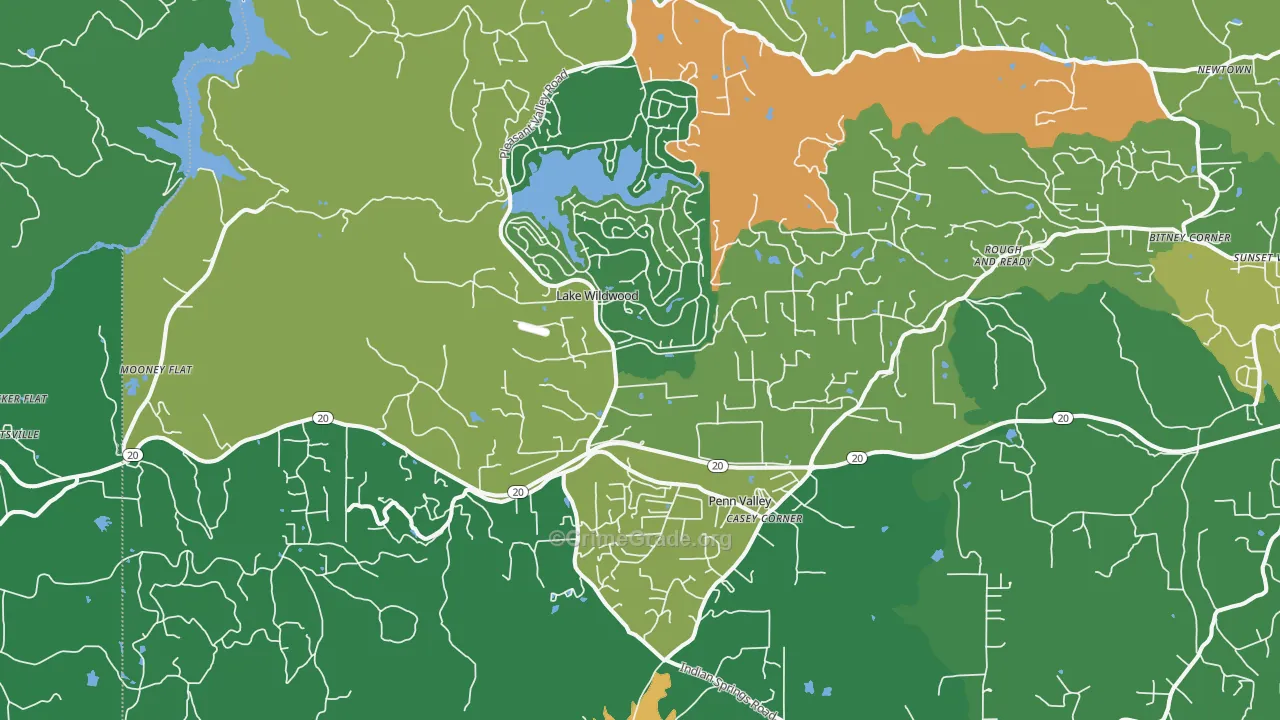 Penn Valley, CA Map of Vandalism Rates