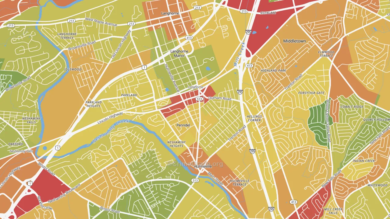 Penndel, PA Map of Vandalism Rates