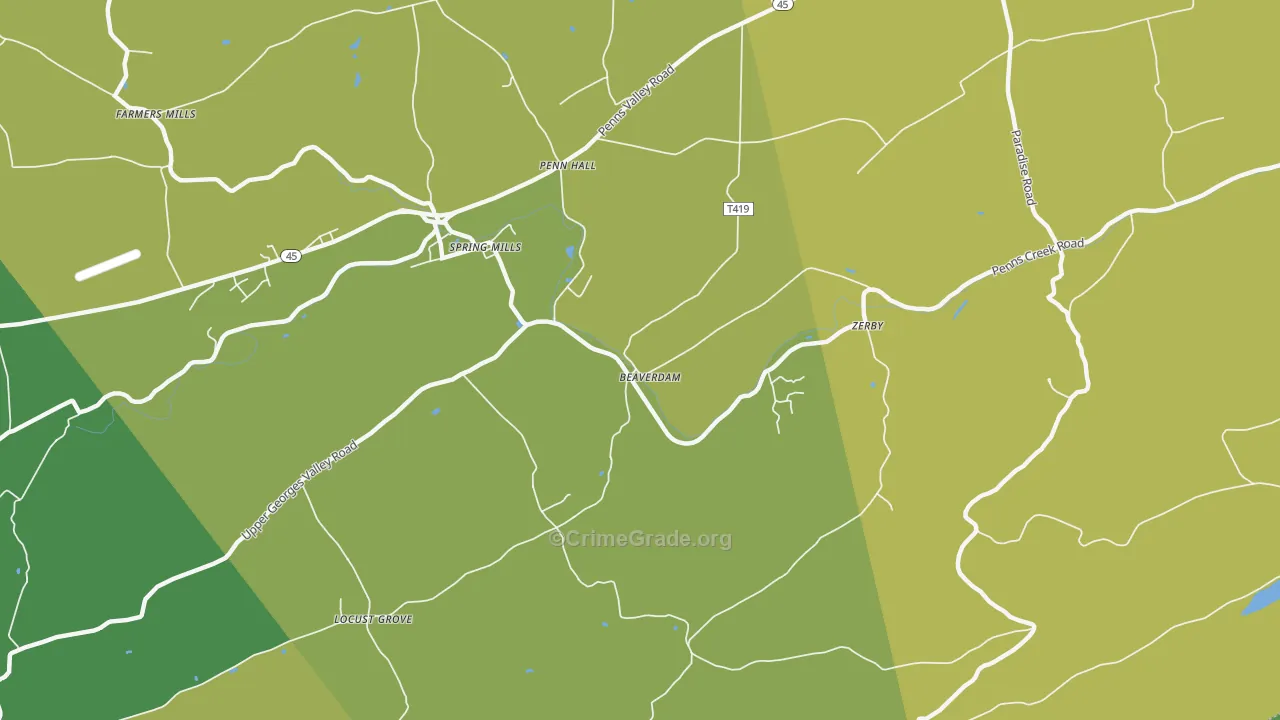 Pennhall, PA Map of Vandalism Rates