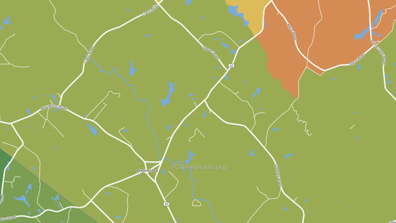 Pennington, GA Map of Vandalism Rates