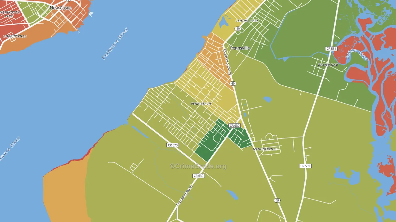 Penns Beach, Pennsville, NJ Map of Vandalism Rates