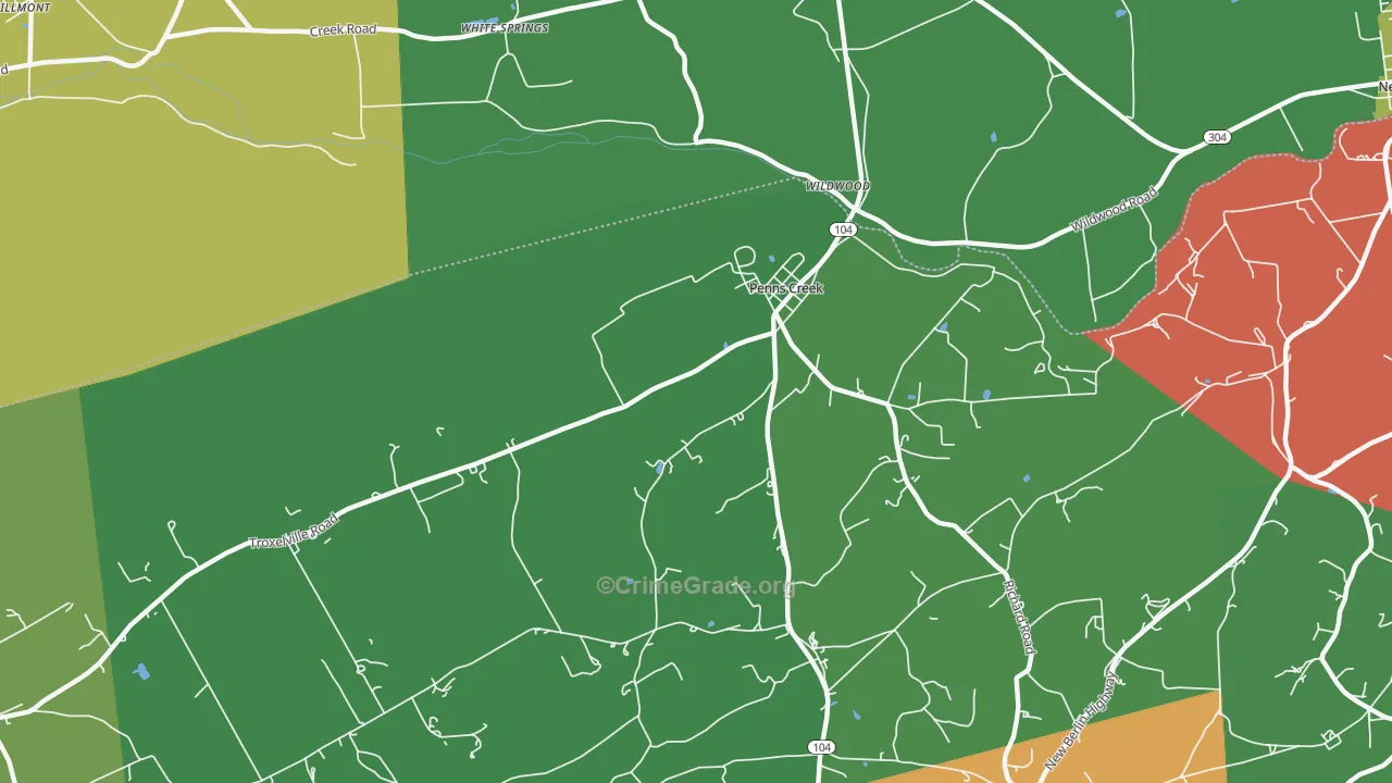 Penns Creek, PA Map of Vandalism Rates