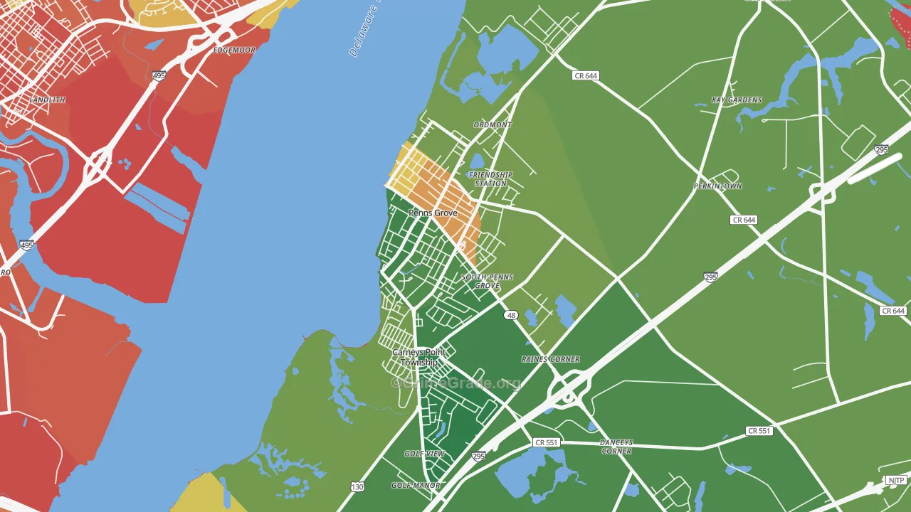Penns Grove, NJ Map of Vandalism Rates