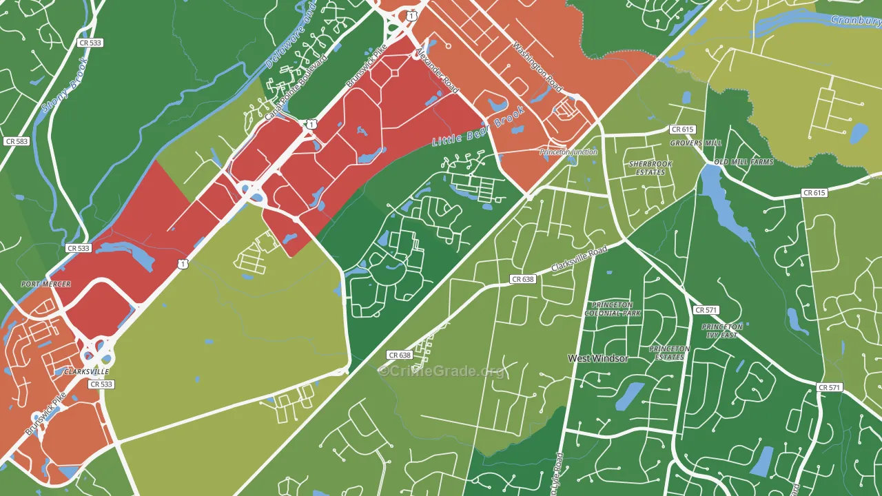 Penns Neck, NJ Map of Vandalism Rates