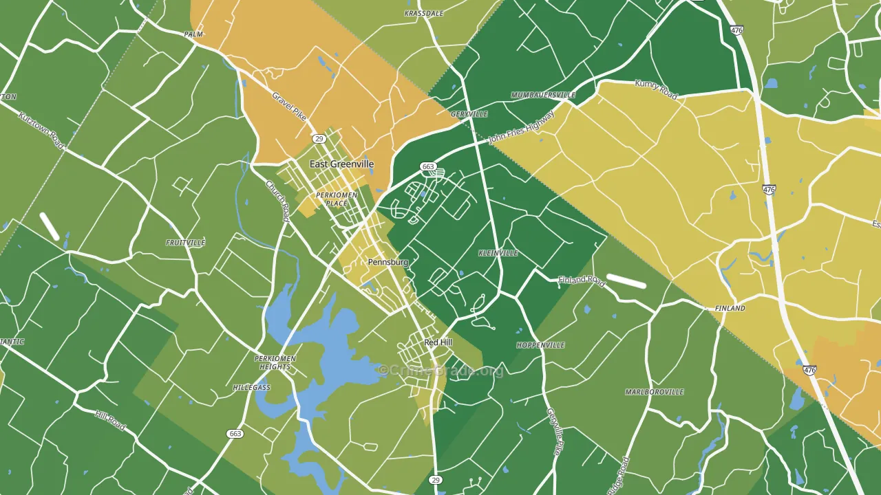 Pennsburg, PA Map of Vandalism Rates