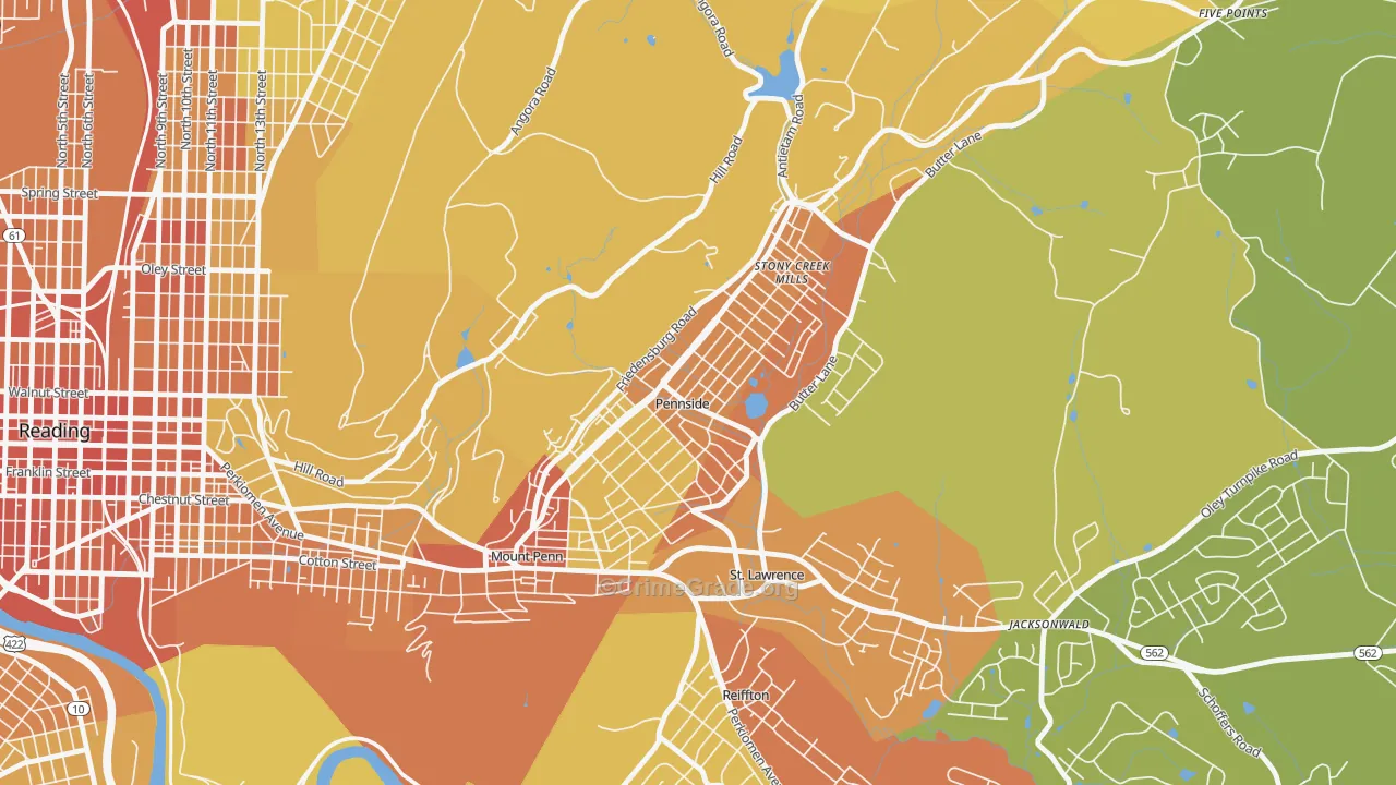 Pennside, PA Map of Vandalism Rates