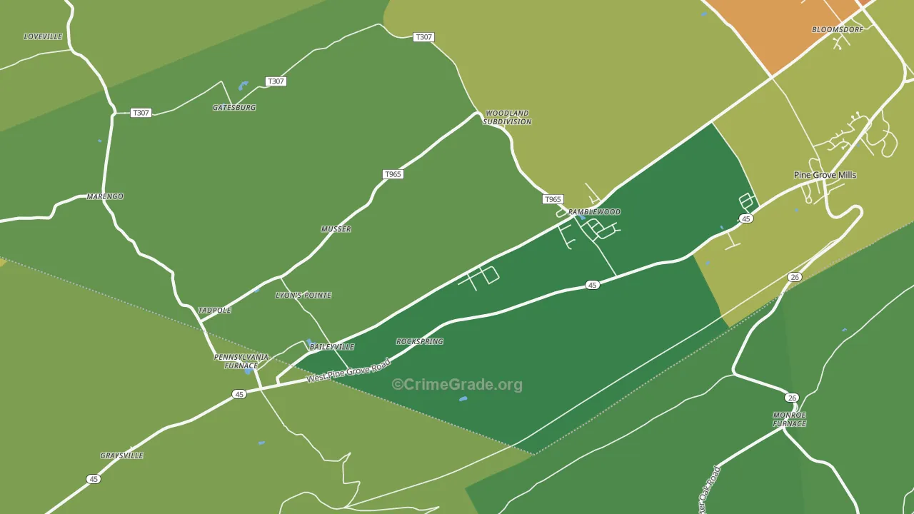 Pennsylvania Furnace, PA Map of Vandalism Rates