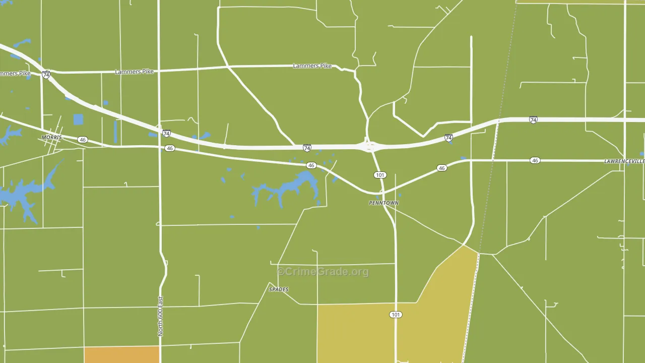 Penntown, IN Map of Vandalism Rates