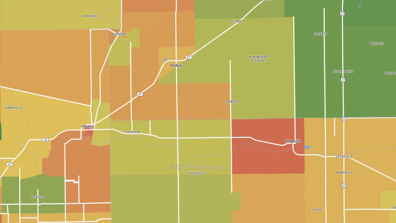Pennville, IN Map of Vandalism Rates