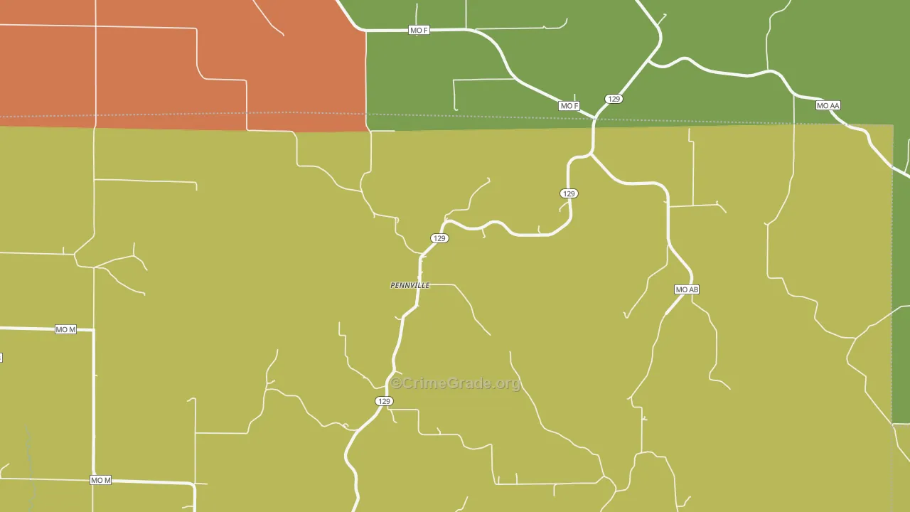 Pennville, MO Map of Vandalism Rates